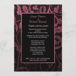 Invitación a la boda de Damasco de frambuesa y neg