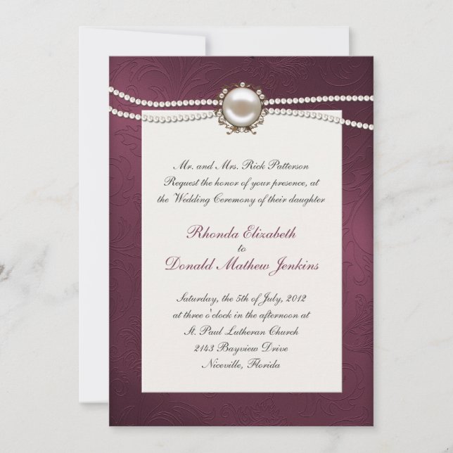 Invitación a la boda de Damasco de Maroon (Anverso)