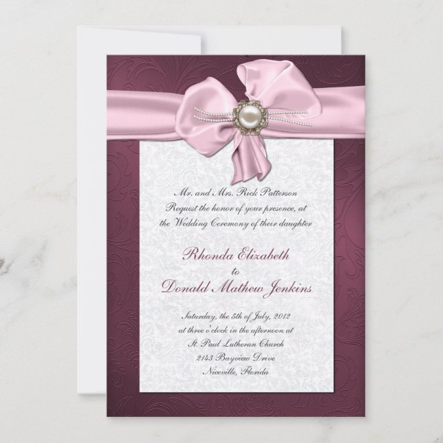 Invitación a la boda de Damasco de Maroon (Anverso)