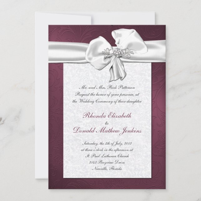 Invitación a la boda de Damasco de Maroon (Anverso)