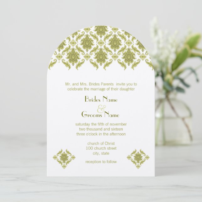 Invitación a la boda de Damasco de Oliva (Anverso de pie)