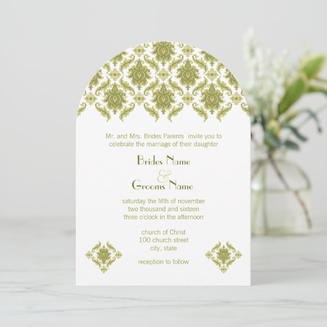 Invitación a la boda de Damasco de Oliva (Anverso de pie)