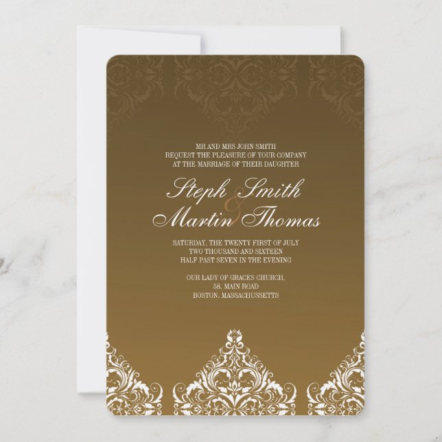 Invitación a la boda de damasco de oro (Anverso)