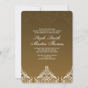 Invitación a la boda de damasco de oro