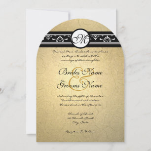 Invitación a la boda de damasco de oro para nadado
