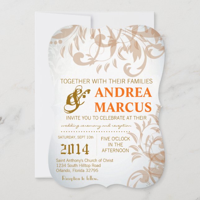 Invitación a la boda de Damasco de Swirl Filigree  (Anverso)