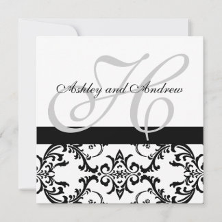 Invitación a la boda de Damasco de Swirl Negro