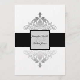 Invitación a la boda de Damasco en blanco negro y