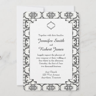Invitación a la boda de Damasco en blanco y negro