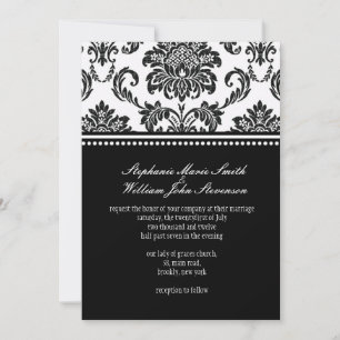 Invitación a la boda de Damasco en blanco y negro