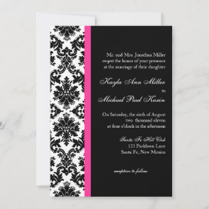 Invitación a la boda de Damasco en blanco y negro
