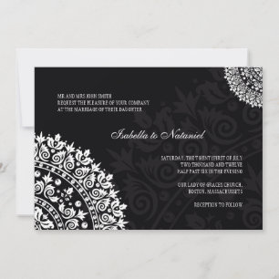Invitación a la boda de Damasco en blanco y negro