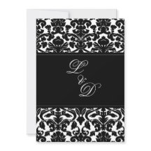 Invitación a la boda de Damasco en blanco y negro