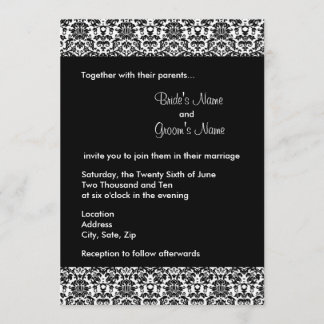 Invitación a la boda de Damasco en blanco y negro