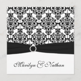 Invitación a la boda de Damasco en blanco y negro