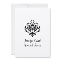 Invitación a la boda de Damasco en blanco y negro