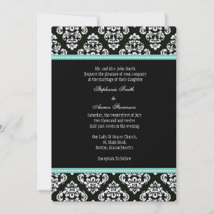 Invitación a la boda de Damasco en blanco y negro
