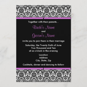 Invitación a la boda de Damasco en blanco y negro