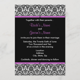 Invitación a la boda de Damasco en blanco y negro