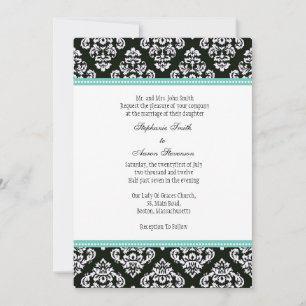 Invitación a la boda de Damasco en blanco y negro