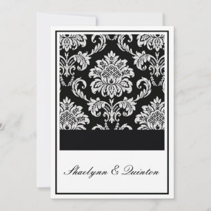 Invitación a la boda de Damasco en blanco y negro