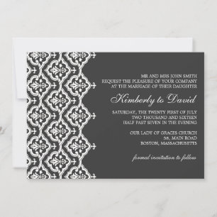 Invitación a la boda de Damasco en blanco y negro