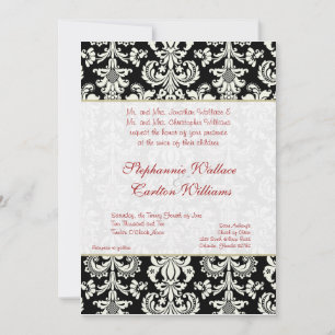 Invitación a la boda de Damasco en blanco y negro