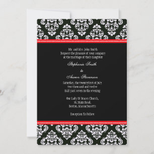 Invitación a la boda de Damasco en blanco y negro