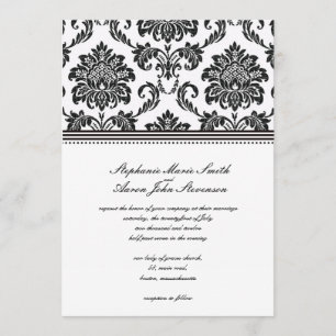 Invitación a la boda de Damasco en blanco y negro