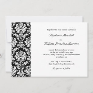 Invitación a la boda de Damasco en blanco y negro