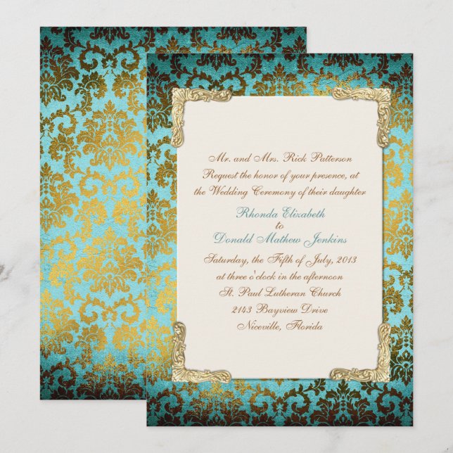 Invitación a la boda de Damasco en Francia (Anverso / Reverso)