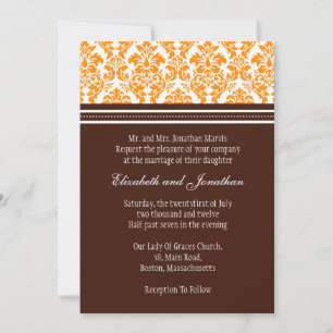 Invitación a la boda de Damasco en Naranja y marró