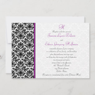 Invitación a la boda de Damasco en negro, blanco y