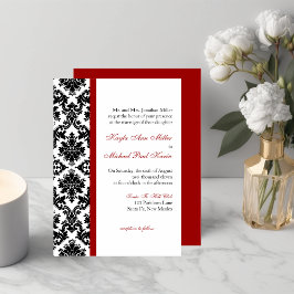 Invitación a la boda de Damasco en rojo y negro