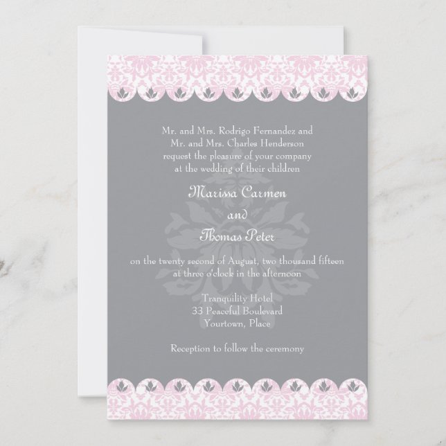 Invitación a la boda de Damasco en Rubor (Anverso)