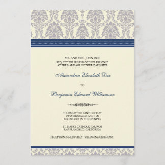 Invitación a la boda de Damasco encantadora (marin