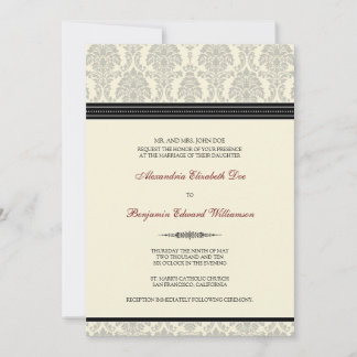 Invitación a la boda de Damasco encantadora (negro