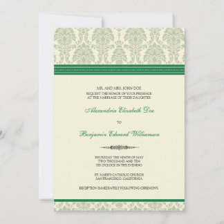Invitación a la boda de Damasco encantadora (verde