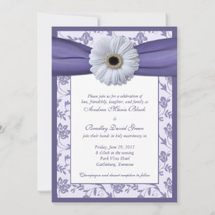 Invitación a la boda de Damasco Floral Blanco y Mo