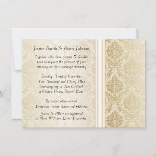 Invitación a la Boda de Damasco Gold Elegante de L