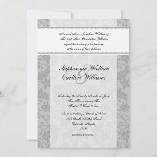 Invitación a la boda de Damasco Gris de dos tonos