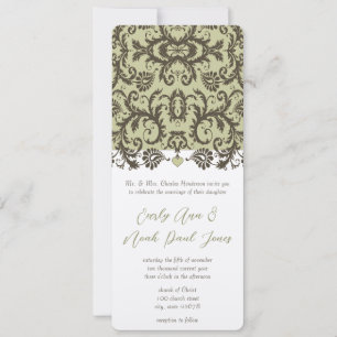 Invitación a la boda de damasco marrón
