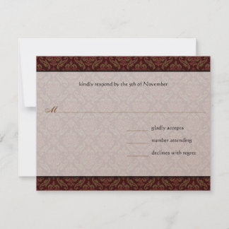 Invitación a la boda de damasco marrón