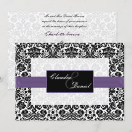 invitación a la boda de damasco morado