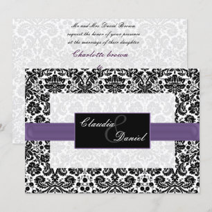 invitación a la boda de damasco morado