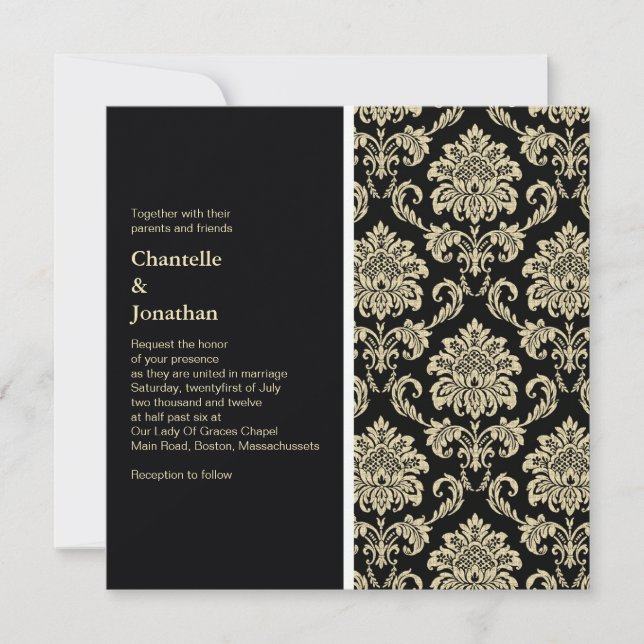 Invitación a la boda de Damasco Negro (Anverso)
