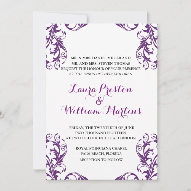 Invitación a la boda de Damasco para la berenjena (Anverso)