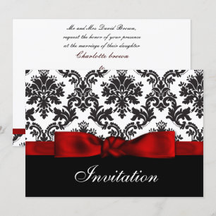 Invitación a la boda de damasco rojo