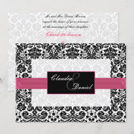 invitación a la boda de damasco rosa