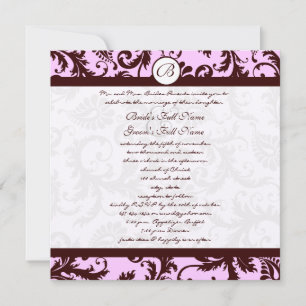 Invitación a la boda de Damasco rosa Profundo Marr